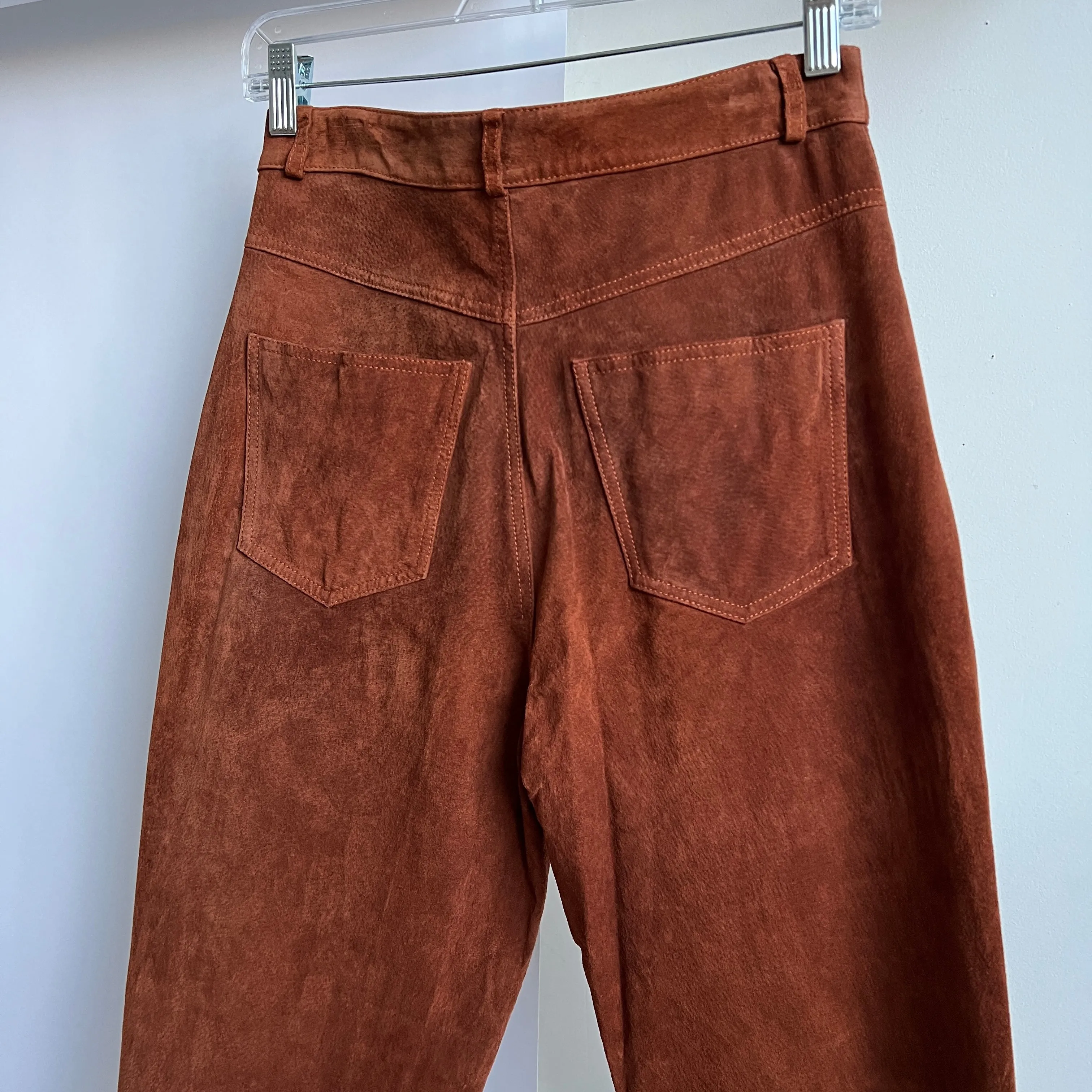 Brown suede high waist pants