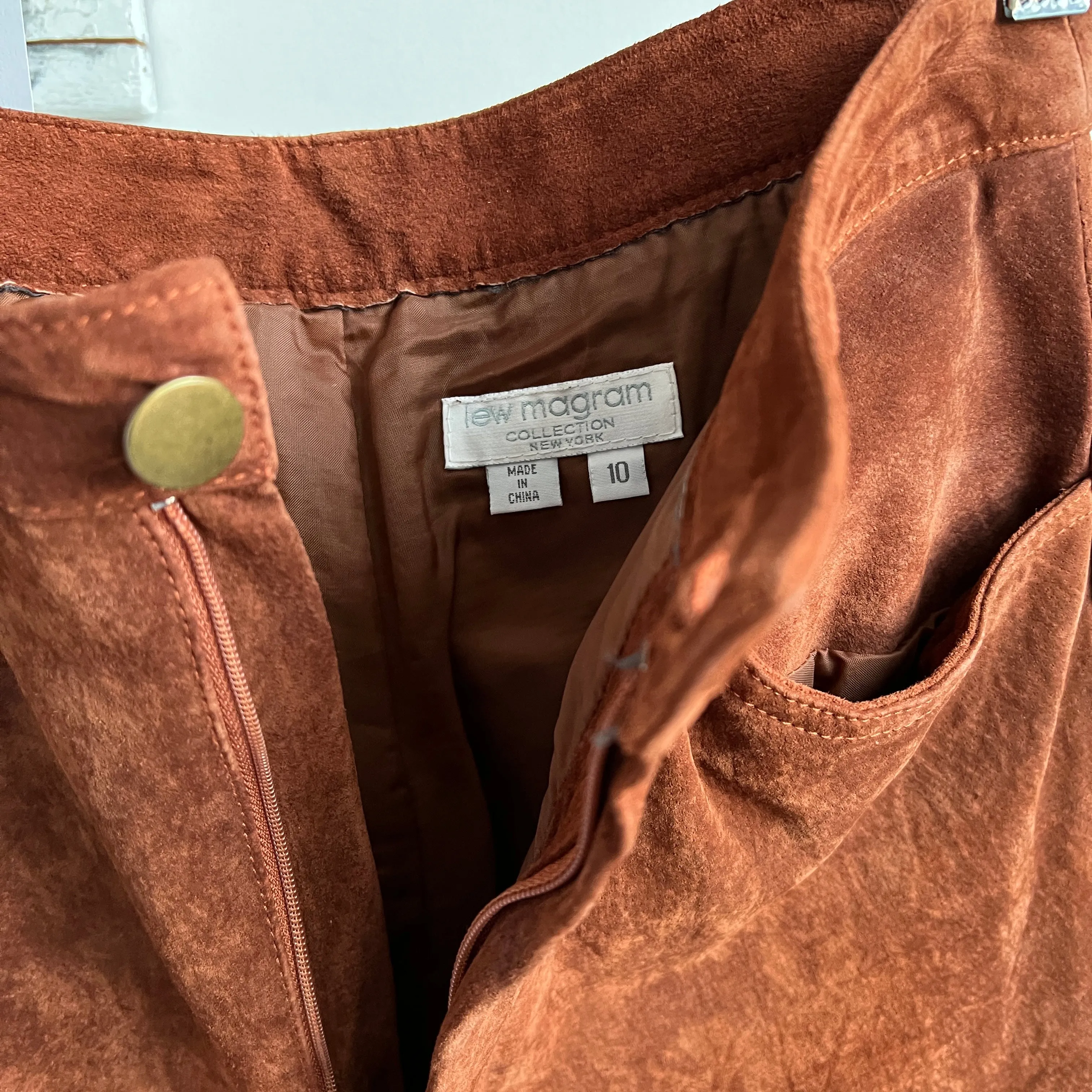 Brown suede high waist pants