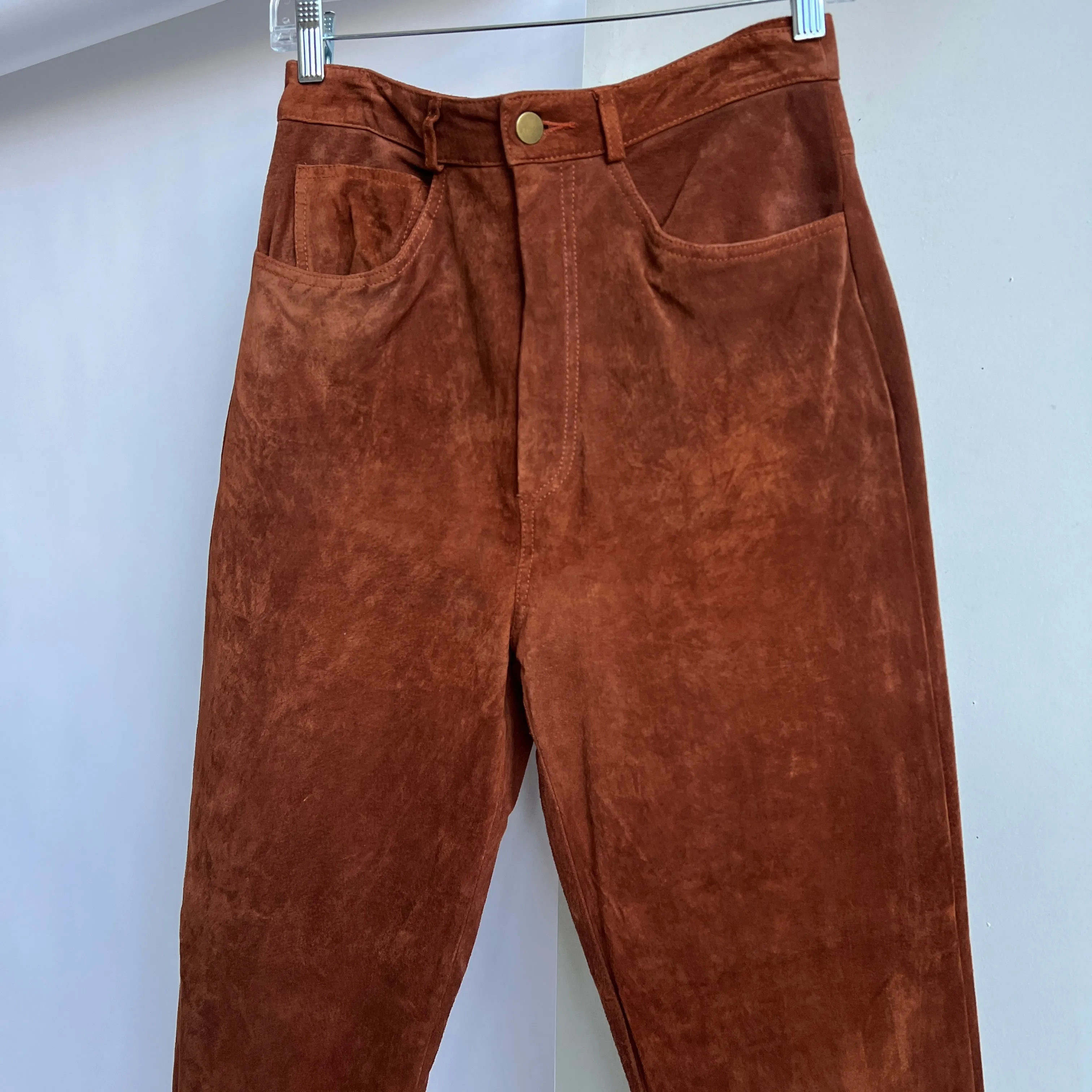 Brown suede high waist pants