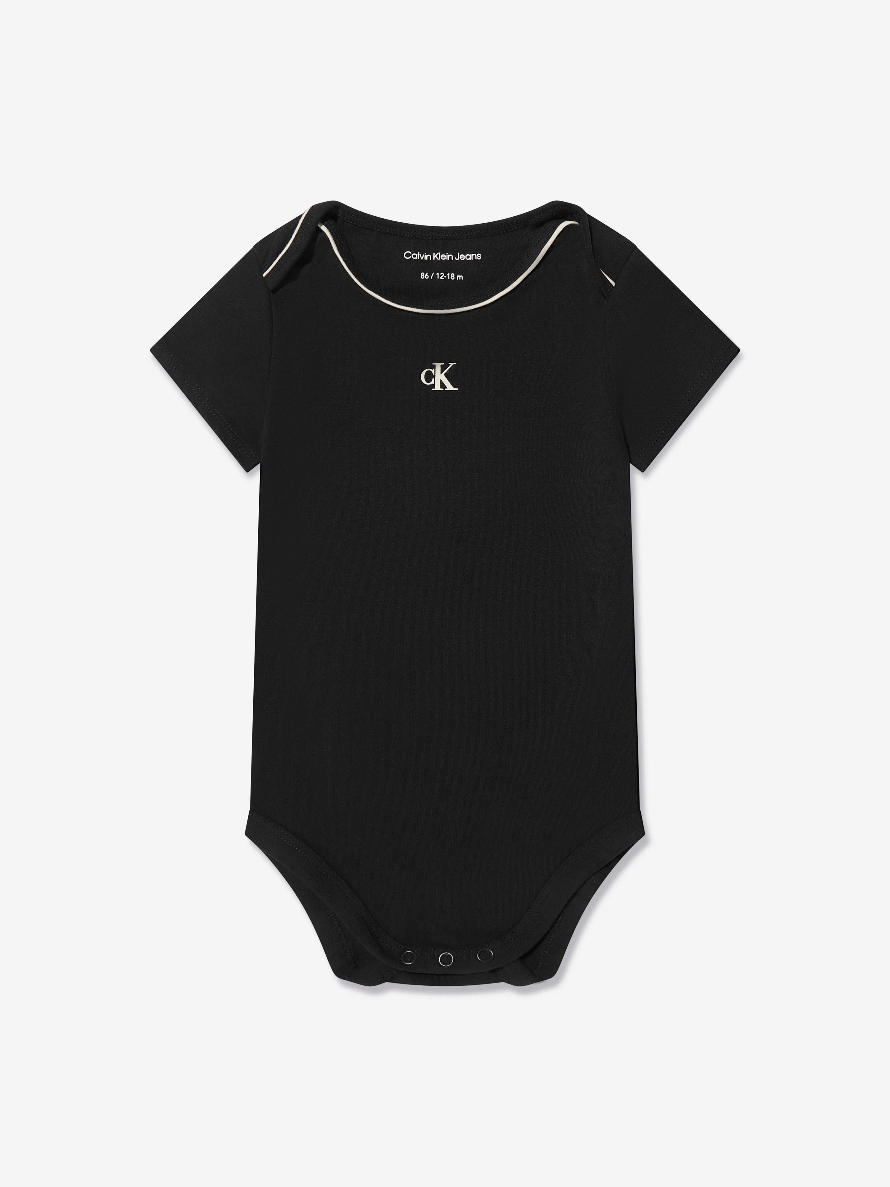 Calvin Klein Baby Monogram Bodysuit And Bib Gift Set in Black