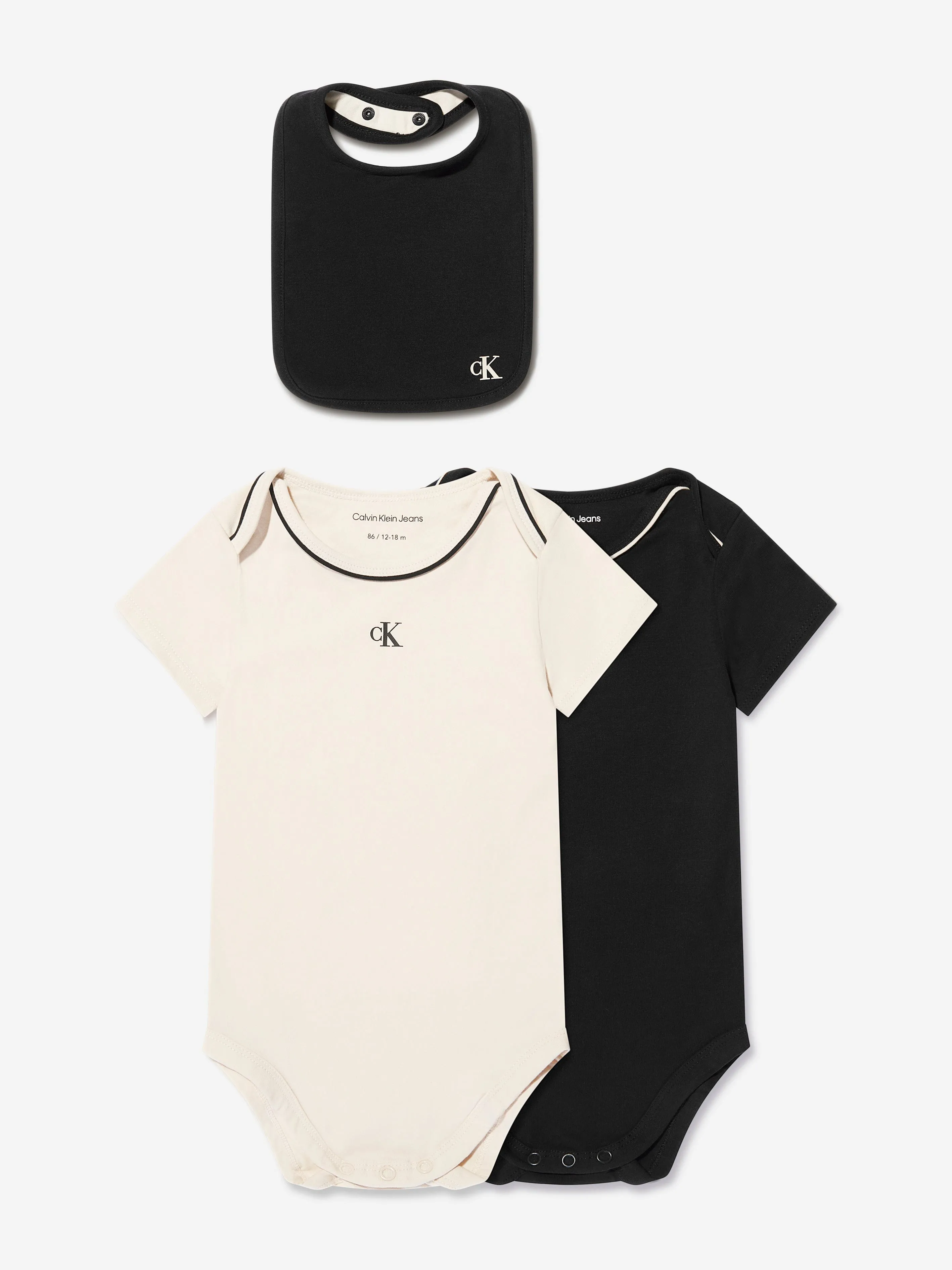 Calvin Klein Baby Monogram Bodysuit And Bib Gift Set in Black