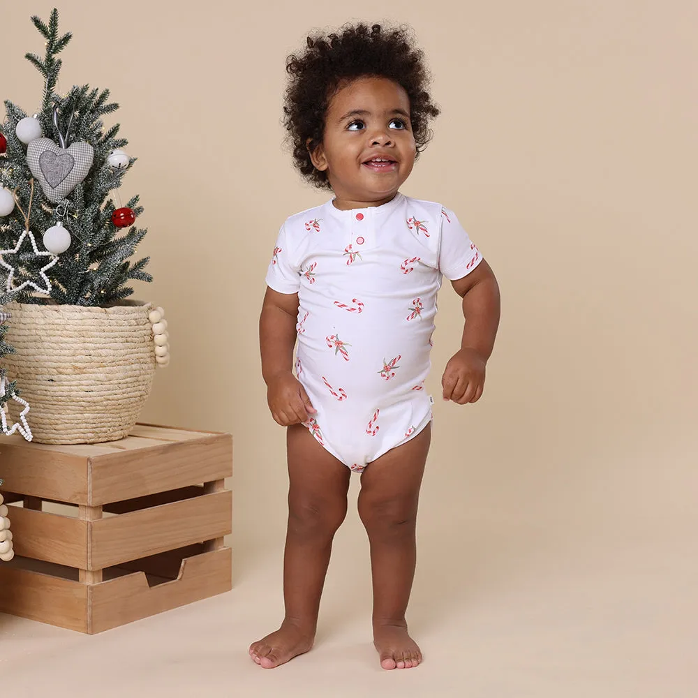 Candy Cane Short Sleeve Organic Bodysuit