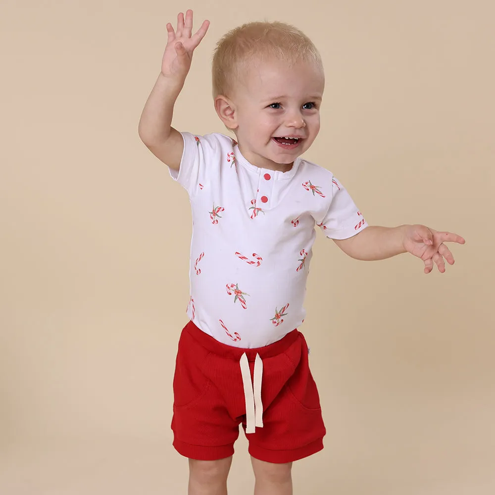 Candy Cane Short Sleeve Organic Bodysuit