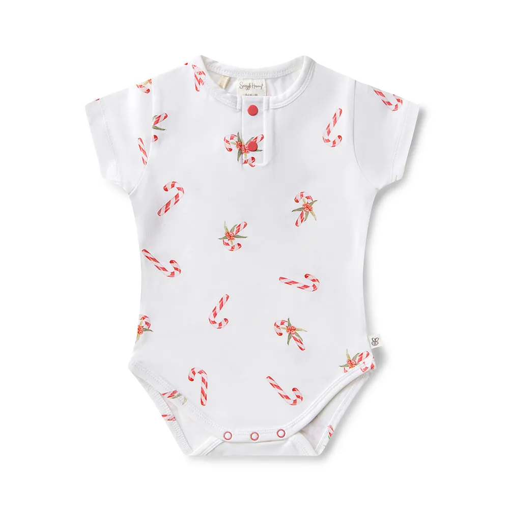 Candy Cane Short Sleeve Organic Bodysuit