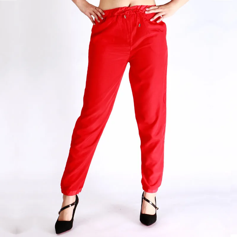 Candy Color Loose Casual Long Harem Chiffon Pants