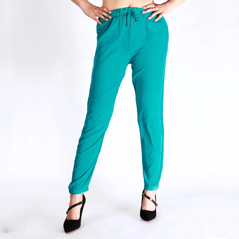 Candy Color Loose Casual Long Harem Chiffon Pants