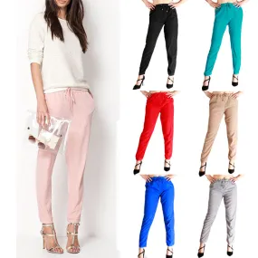 Candy Color Loose Casual Long Harem Chiffon Pants