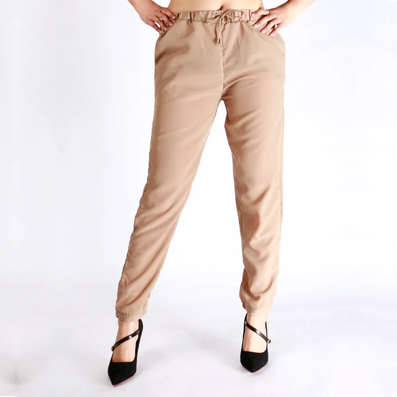 Candy Color Loose Casual Long Harem Chiffon Pants