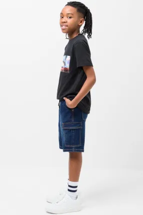 Cargo Denim Shorts Blue