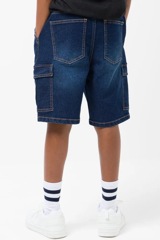 Cargo Denim Shorts Blue