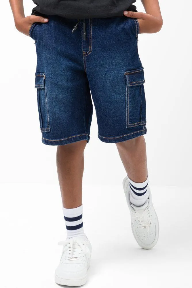 Cargo Denim Shorts Blue