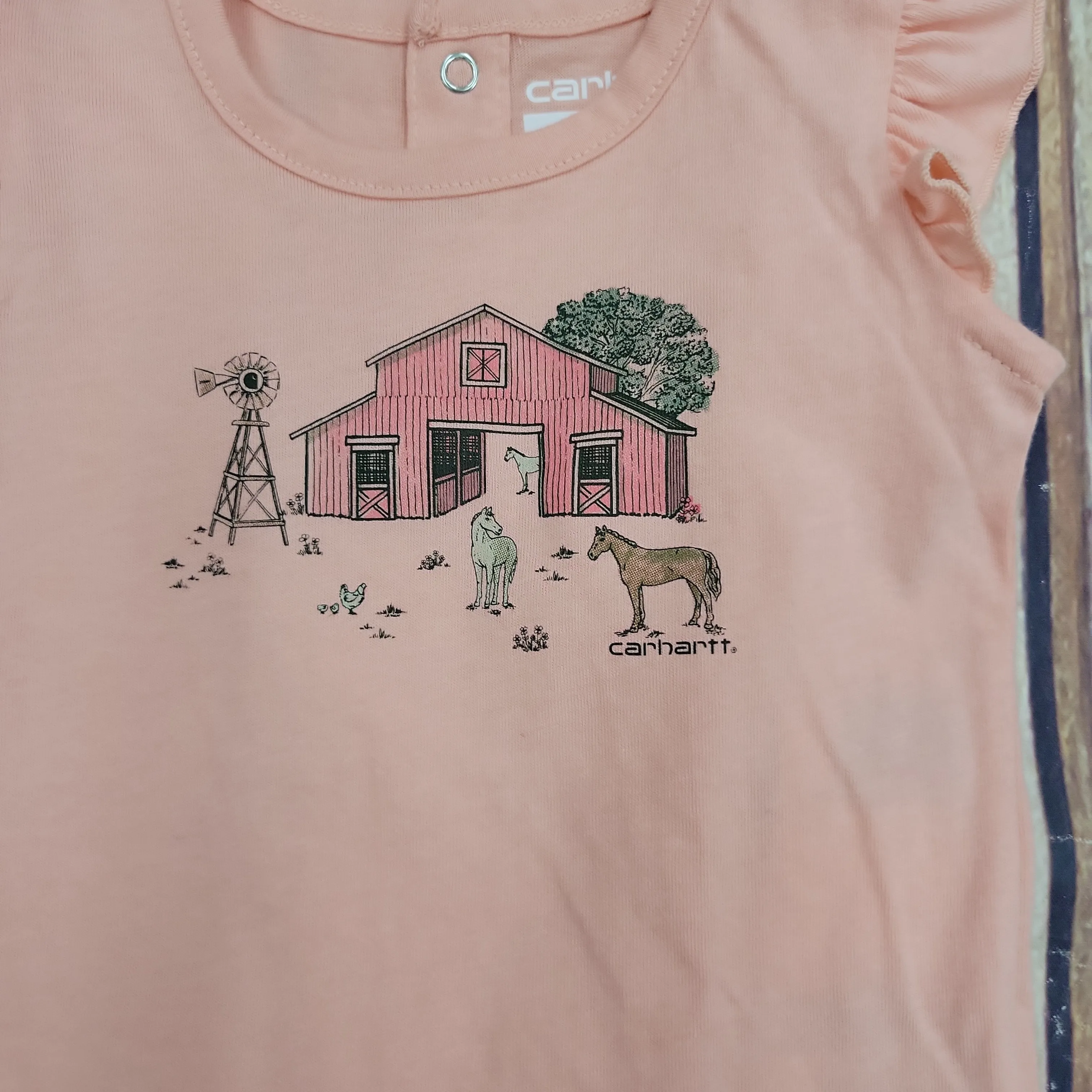 CARHARTT SHORT SLEEVE HORSE FARM BODYSUIT PEACHES N CREAM