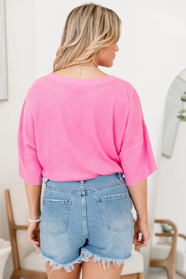 Casual Saturday Pink Brushed Rib T-shirt Bodysuit