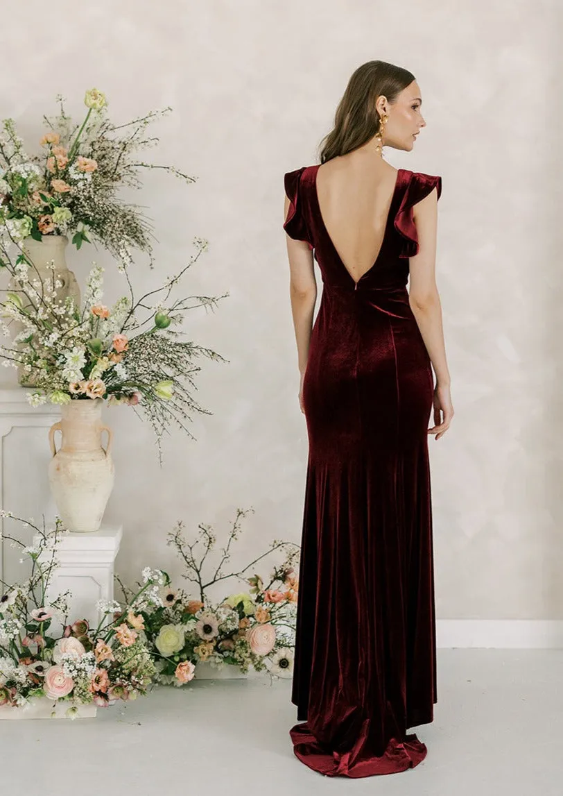 Cecelia Velvet Bridesmaid Dress In Roseberry