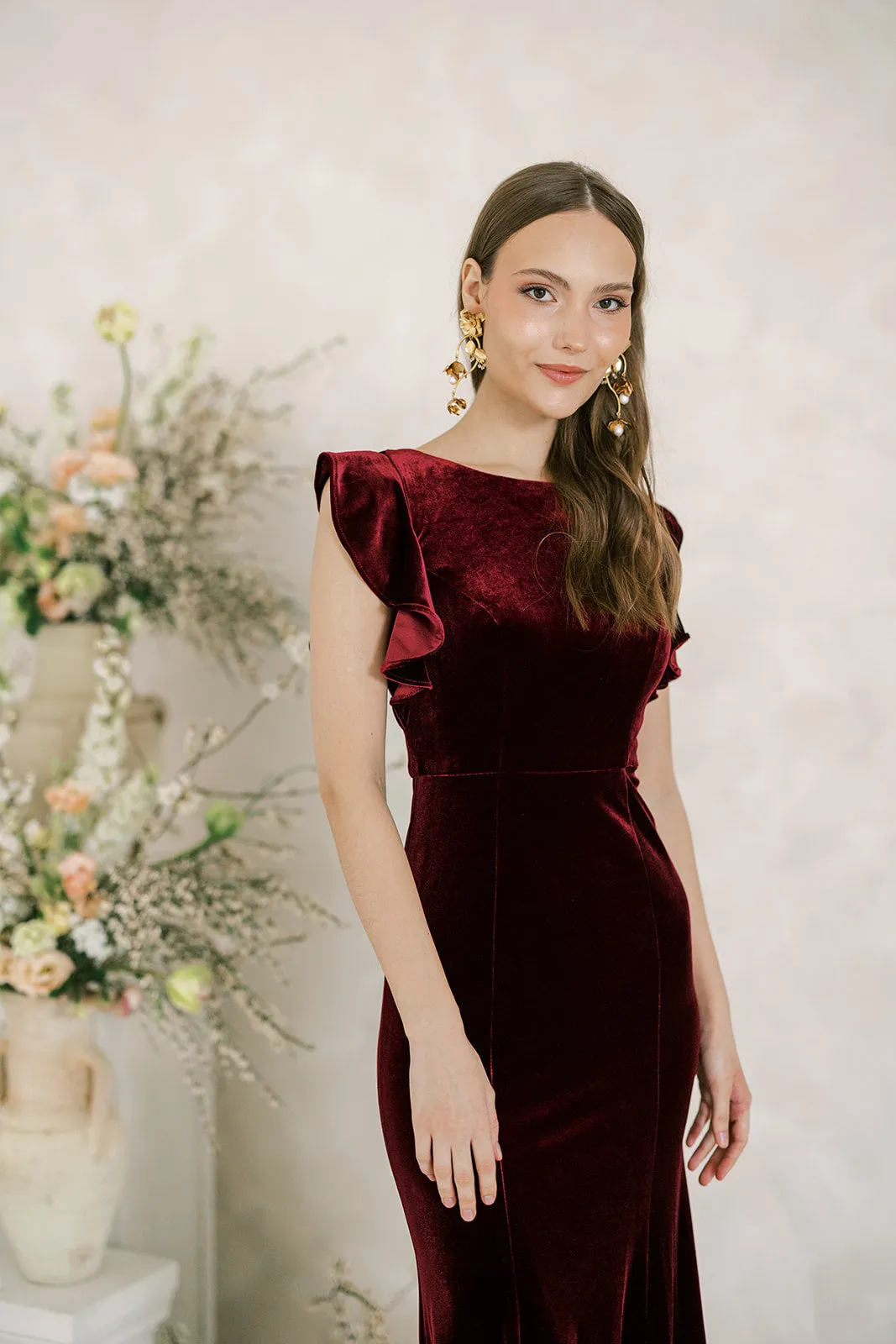 Cecelia Velvet Bridesmaid Dress In Roseberry