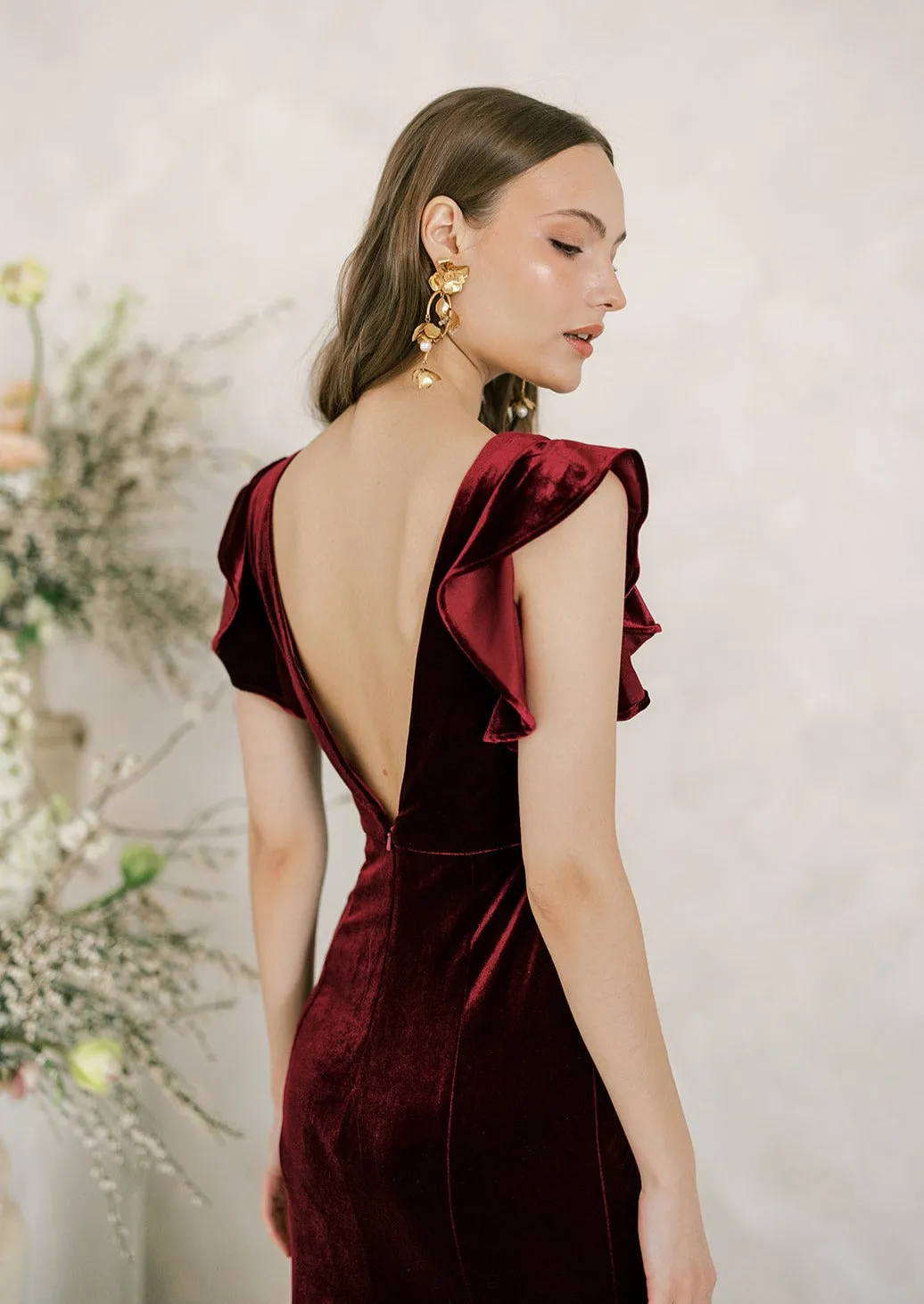 Cecelia Velvet Bridesmaid Dress In Roseberry