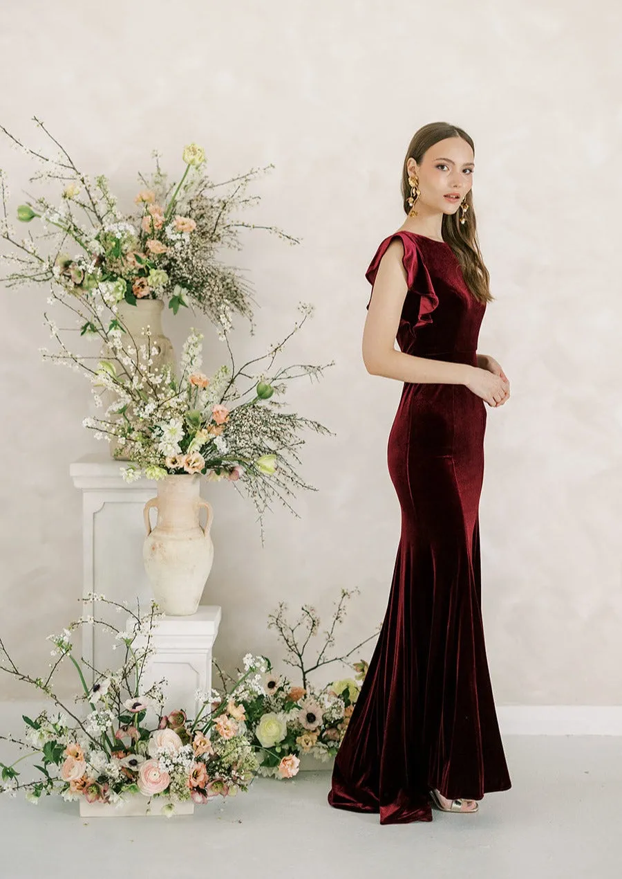 Cecelia Velvet Bridesmaid Dress In Roseberry