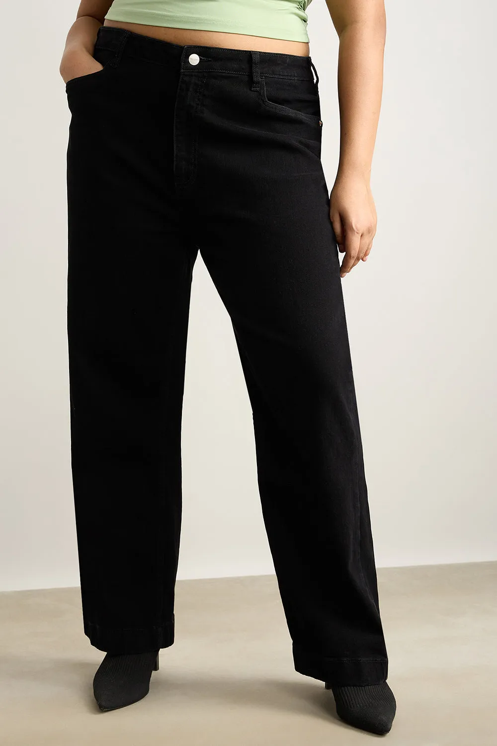 Charcoal Charm High Waist Straight Jeans