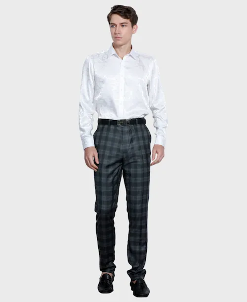 Charcoal Plaid Dress Pants