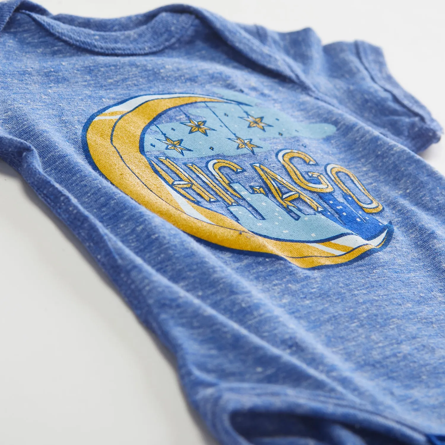 Chicago Moon Heather Blue Infant Bodysuit. Chicago pride baby one piece, new baby gift.