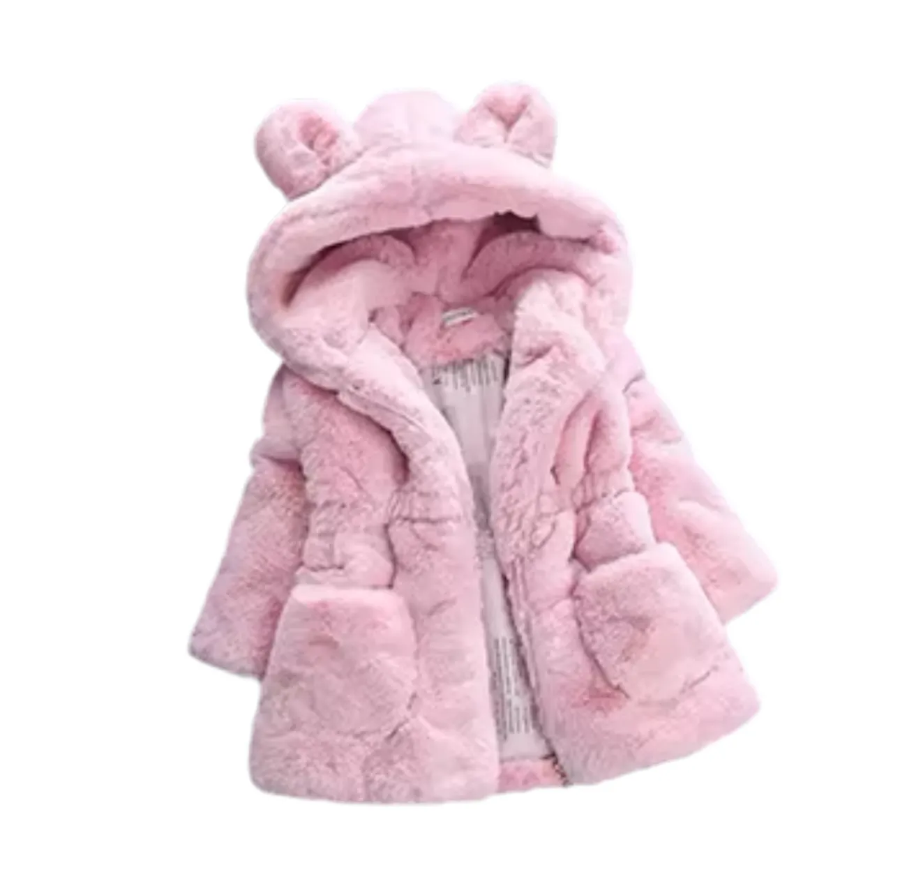 Children’s Hooded Fur Coat with Ears