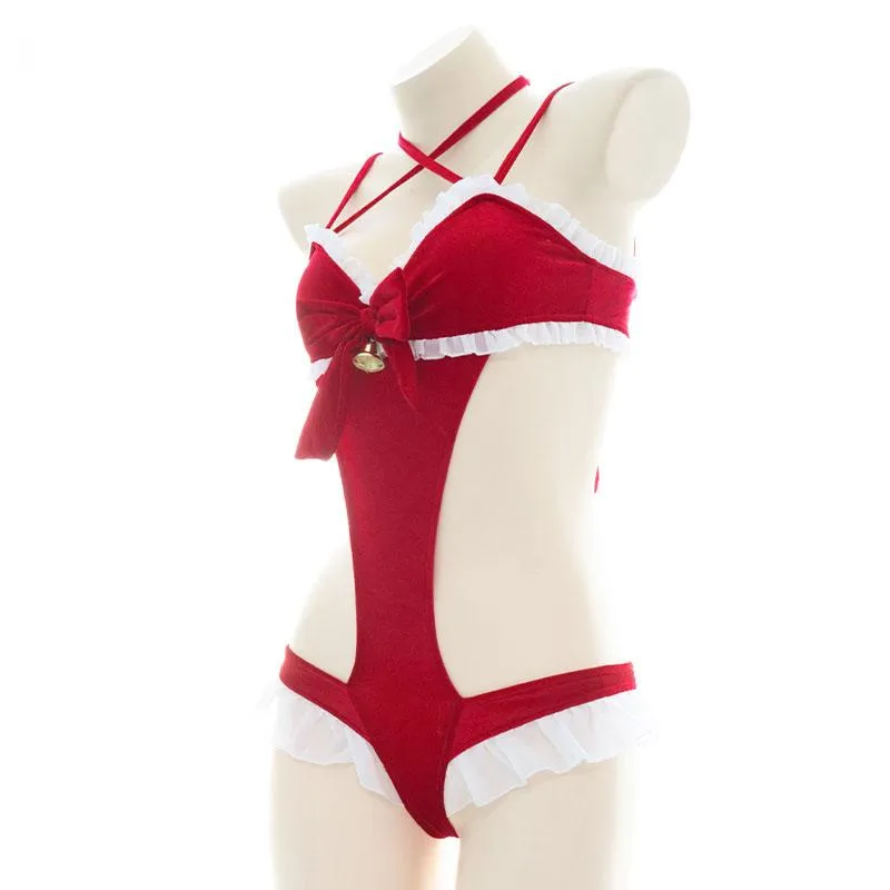 Christmas Bow Bell Bodysuit Lingerie SD00183