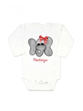 Christmas Elephant Baby Bodysuit