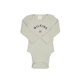 Claude & Co "Milking It" Organic Ribbed Bodysuit - Pistachio