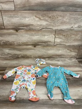 Cloud Island 4pc Floral Sleeper Set Green sz Newborn