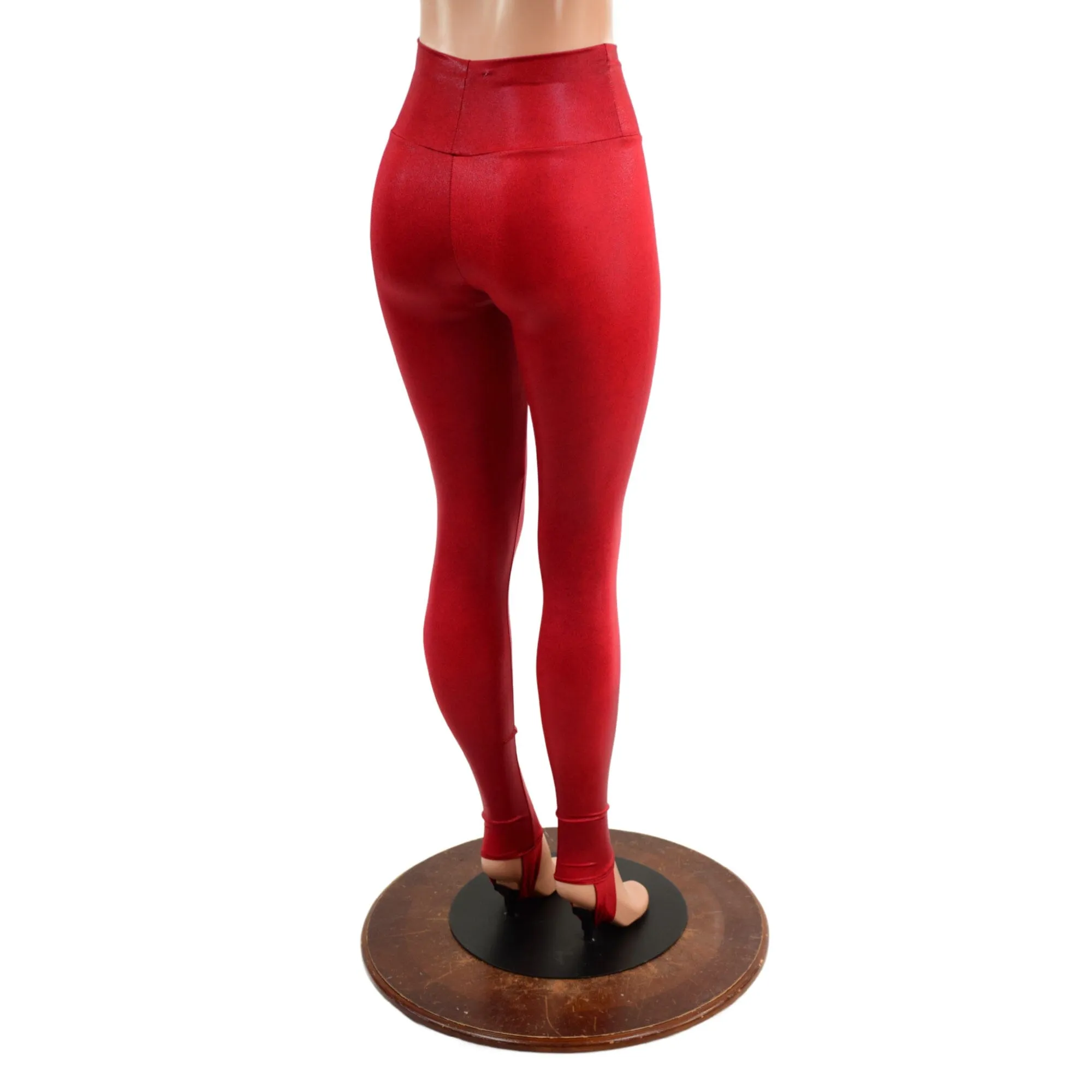 Coagulant Red High Waist Leggings with Stirrups