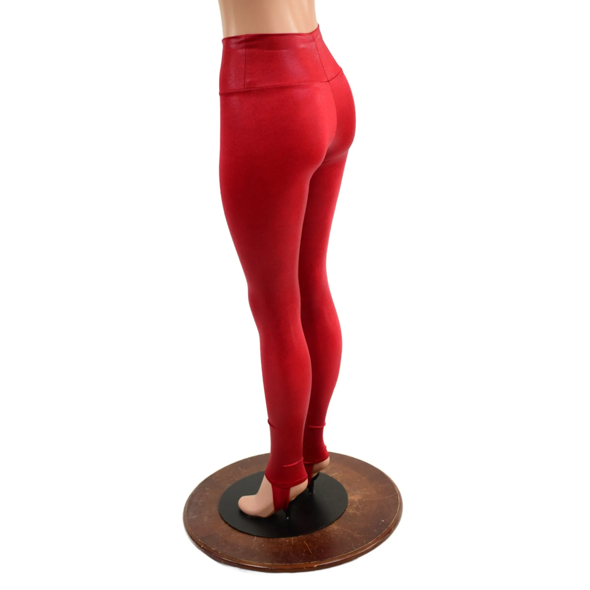 Coagulant Red High Waist Leggings with Stirrups