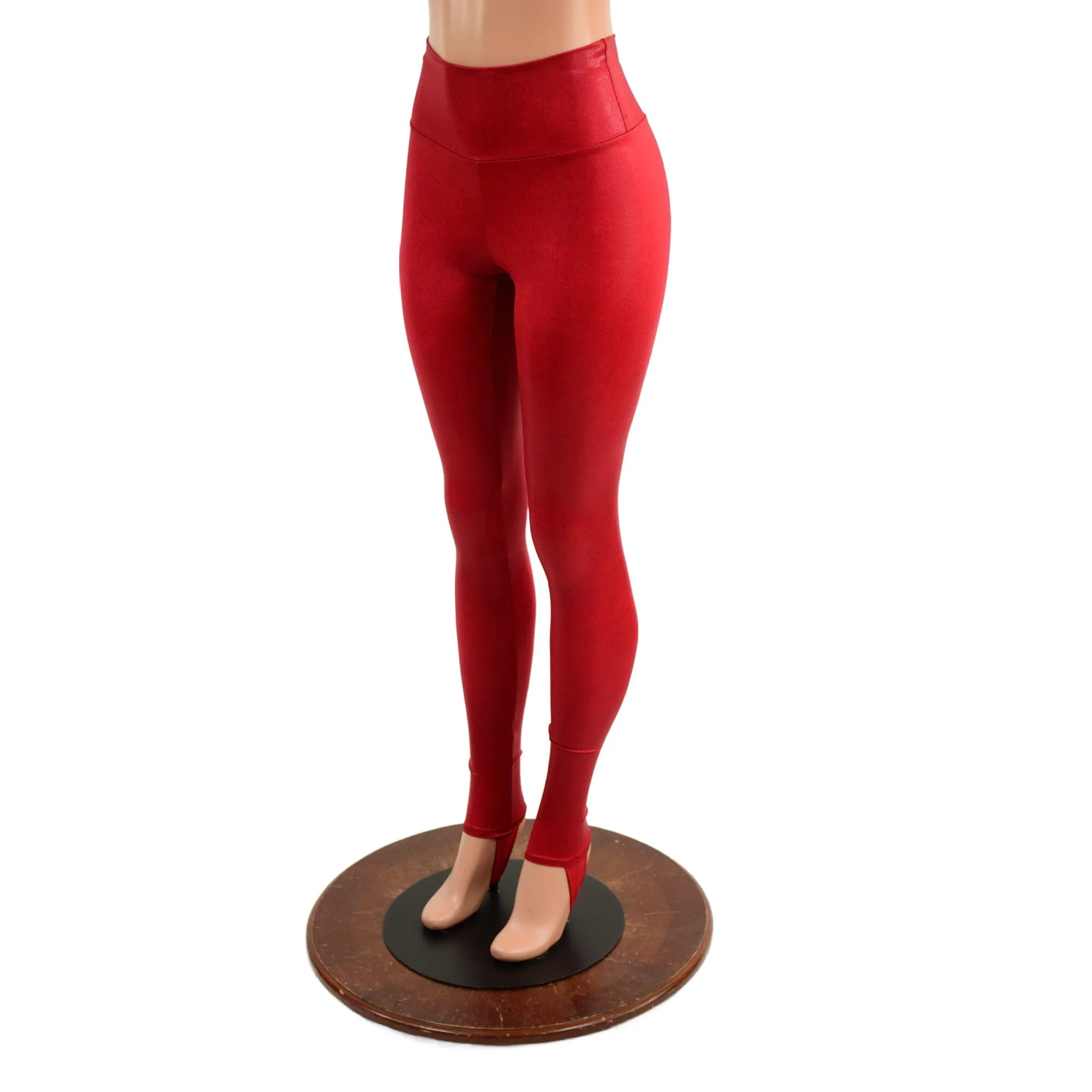 Coagulant Red High Waist Leggings with Stirrups