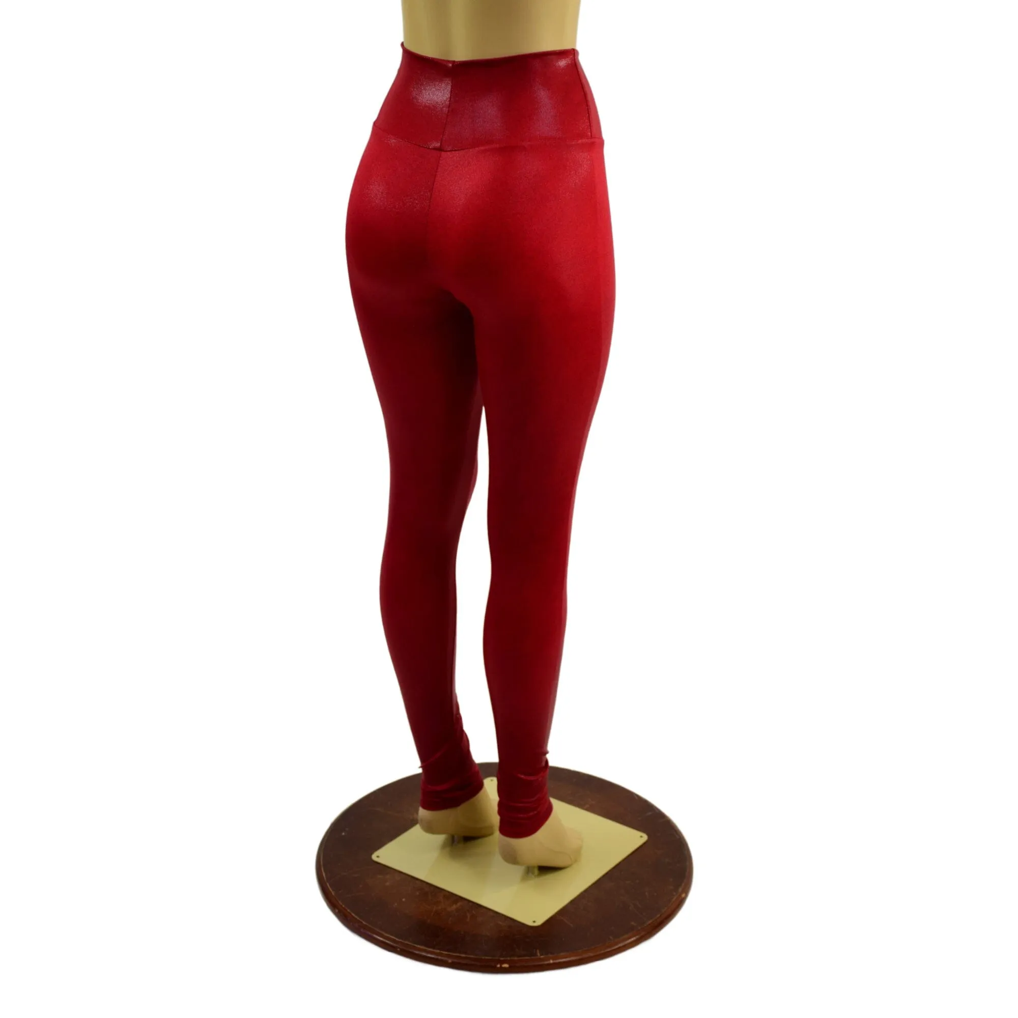 Coagulant Red Metallic High Waist Leggings READY TO SHIP