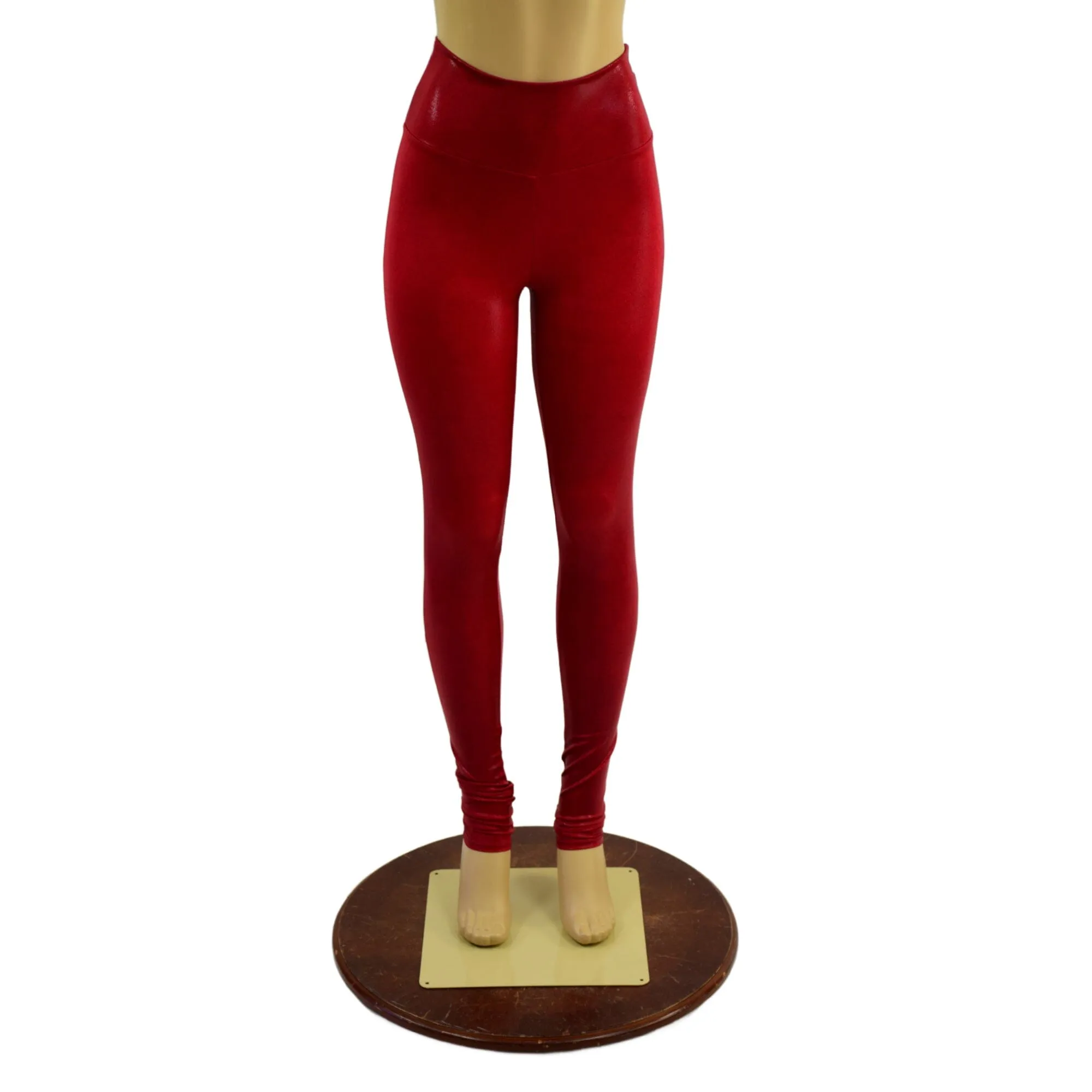 Coagulant Red Metallic High Waist Leggings READY TO SHIP