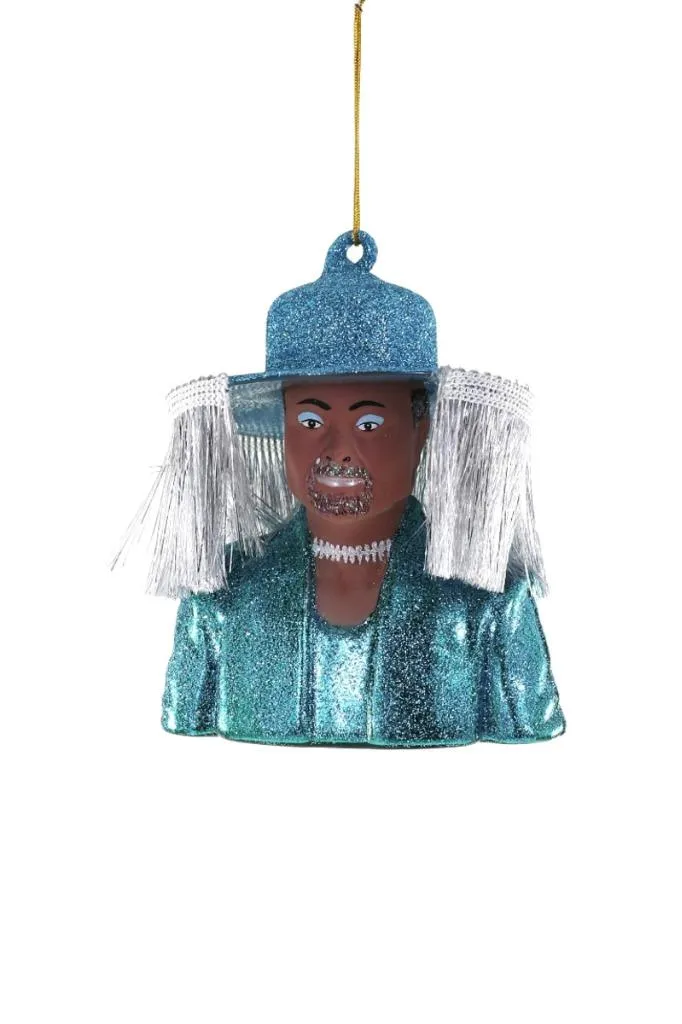 Cody Foster Billy Porter 2020 Grammys Blue Bodysuit Hat Set Glass Christmas Ornament