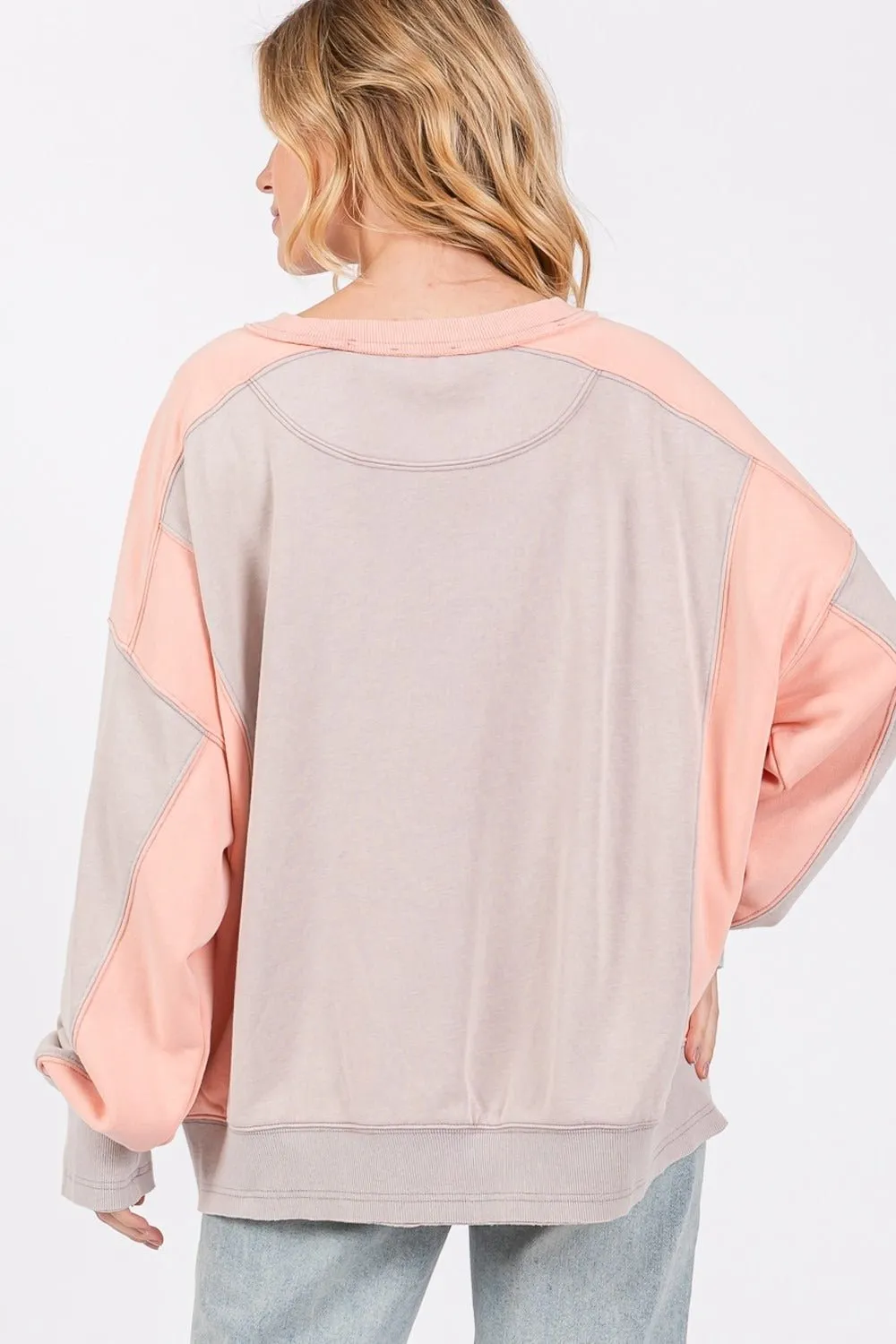 Color Block Sweatshirt in Gray Peach