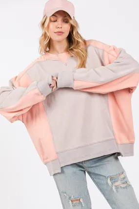 Color Block Sweatshirt in Gray Peach