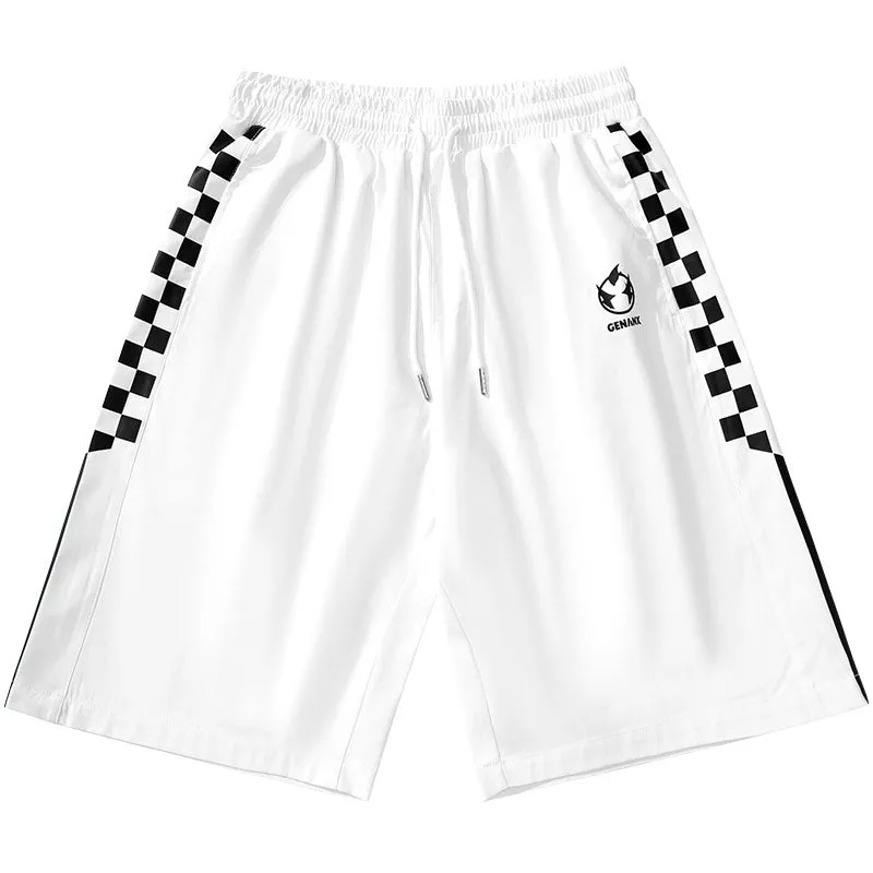 Contrasting chequered printed Lightning monogrammed quarter shorts