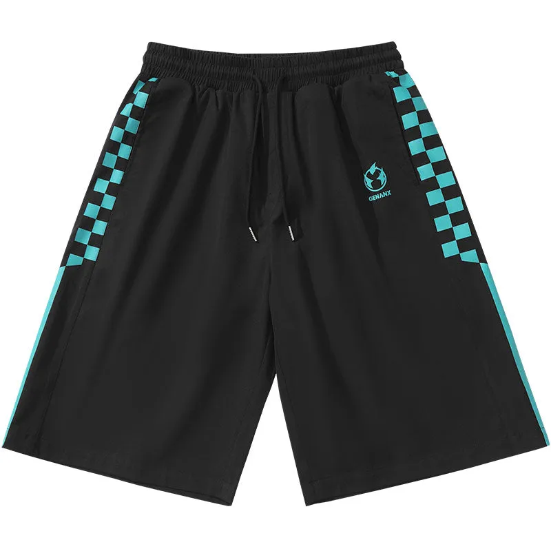 Contrasting chequered printed Lightning monogrammed quarter shorts