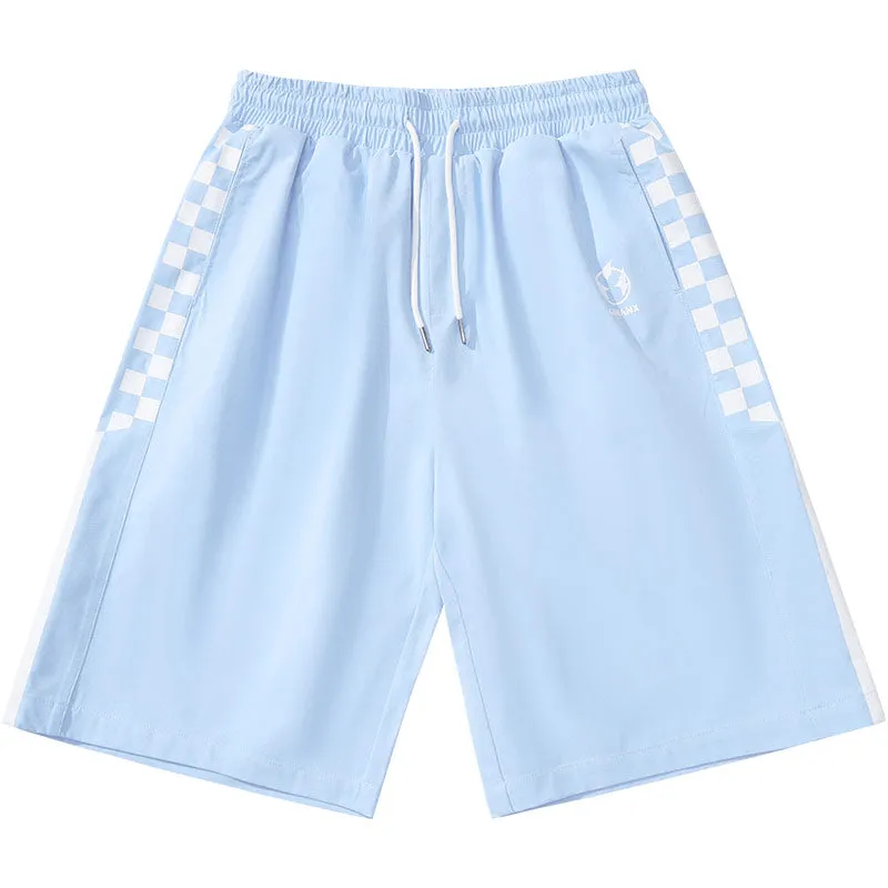 Contrasting chequered printed Lightning monogrammed quarter shorts