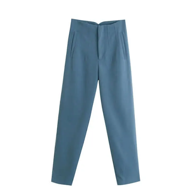 Cropped High Waist Basic Trousers