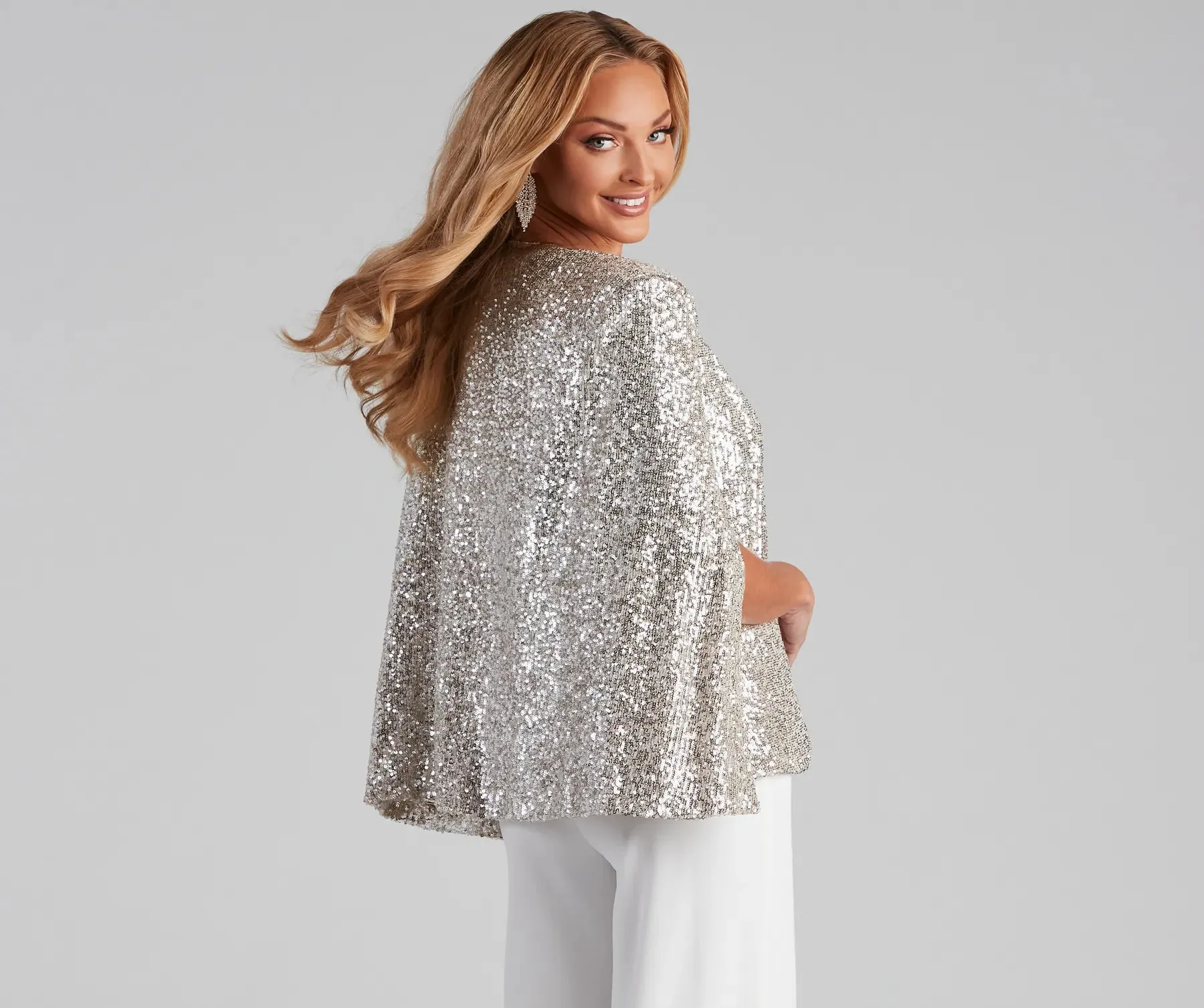 Curtain Call Sequin Knit Cape