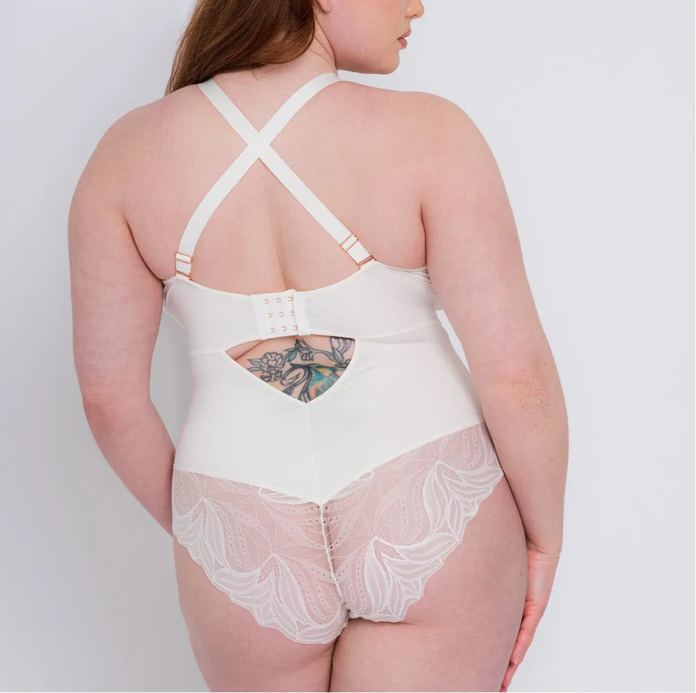 Curvy Kate Scantilly Indulgence Ivory Stretch Lace Bodysuit 010704