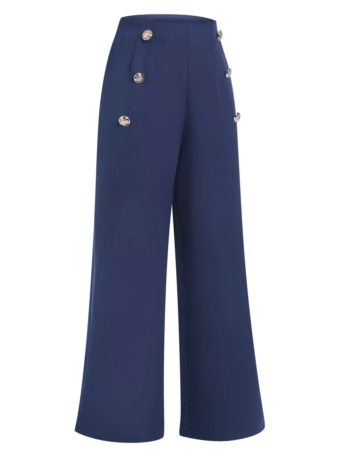 Dark Blue 1940s Double Breasted Wide Leg Pants