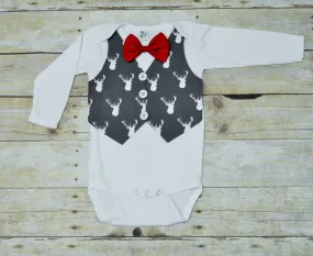 deer shirt, deer christmas bodysuit, christmas vest, christmas bodysuit, gray deer baby vest, holiday vest, first christmas bodysuit, shirt