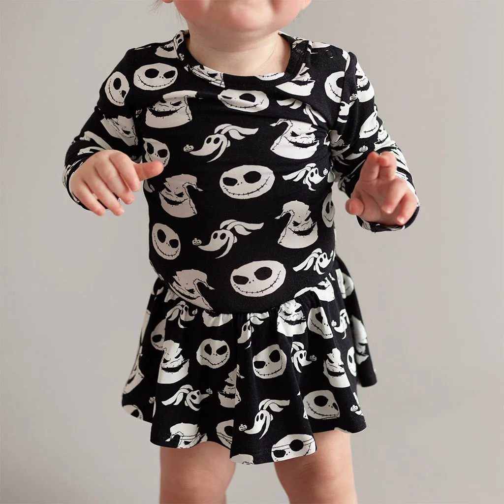 Disney The Nightmare Before Christmas Nightmare Medley Long Sleeve Twirl Skirt Bodysuit Dress