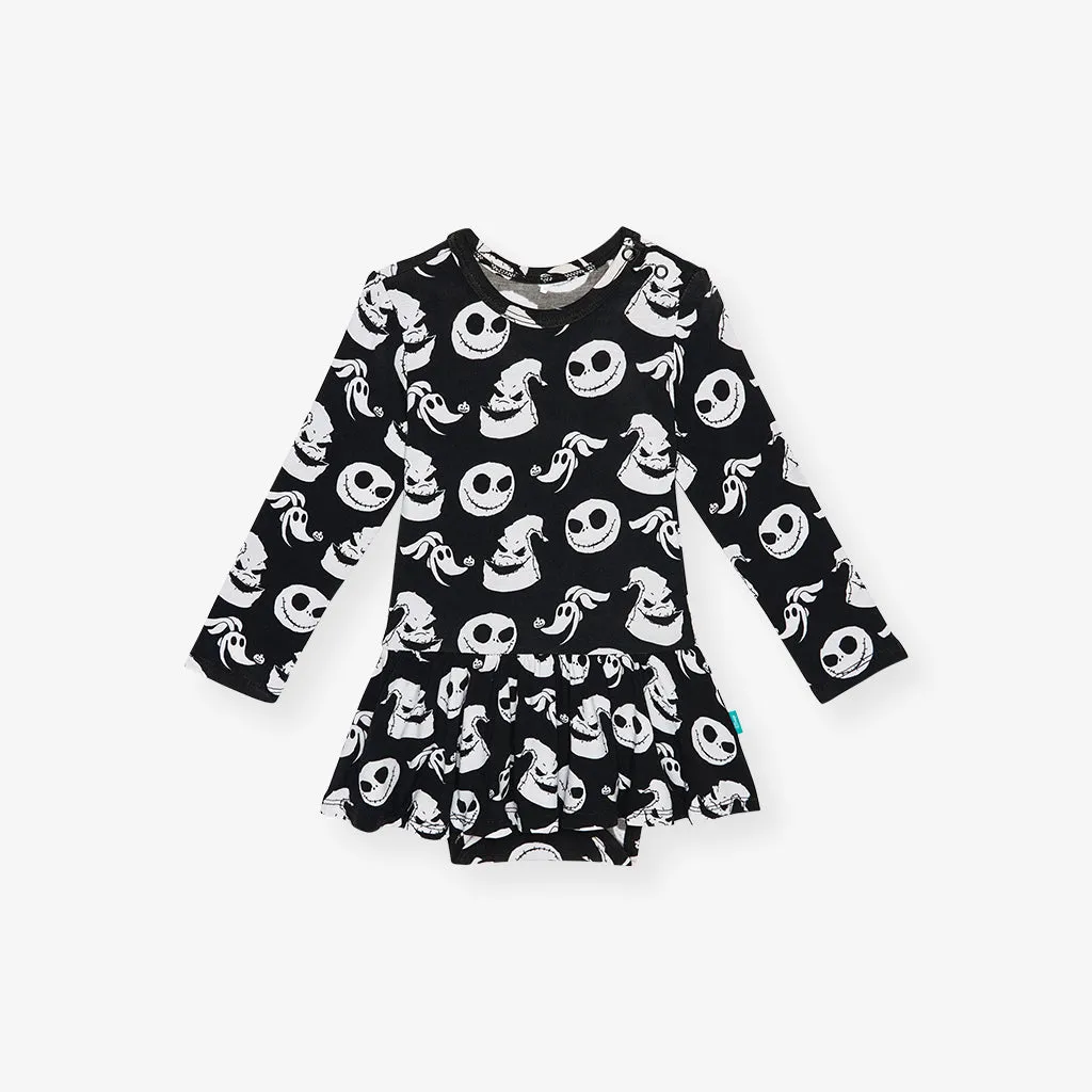 Disney The Nightmare Before Christmas Nightmare Medley Long Sleeve Twirl Skirt Bodysuit Dress