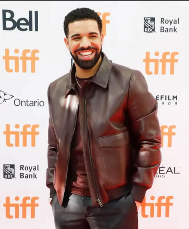 Drake Maroon Bomber Leather Jacket