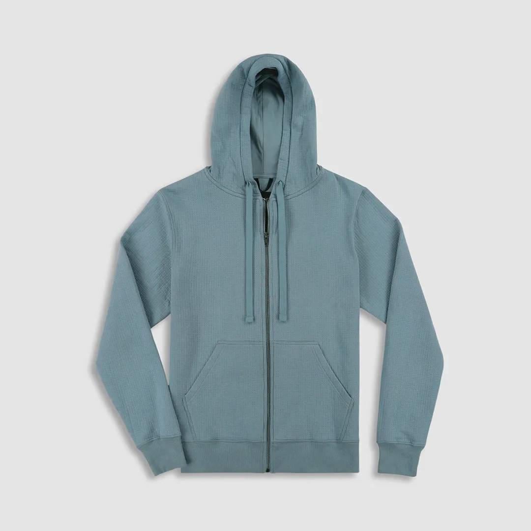 Dual Layer Zip Hoodie Dusty Blue