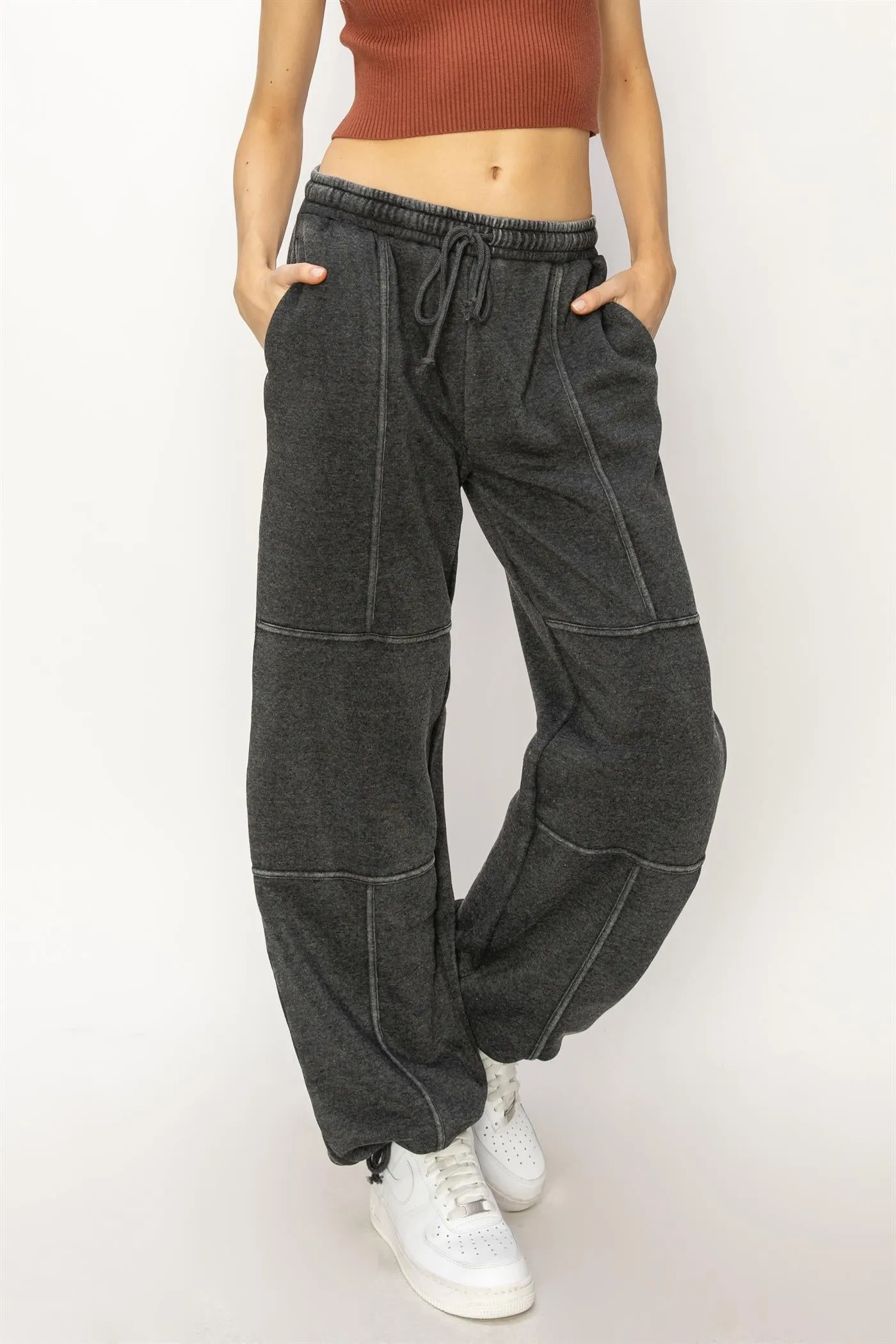 DZ24A840-High Waist Wide Leg Drawstring Pants